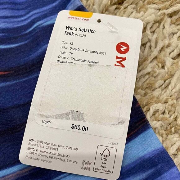 Marmot Women's Solstice Racerback UPF 50+ Tank Top Deep Dusk Scramble XS NWT - Picture 4 of 12